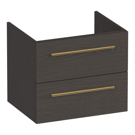 BRAUER Trust onderkast 60 excl. opbouwgrepen met 2 softclose lades en 1 sifon uitsparing Timber Anthracite OK-TR60TA