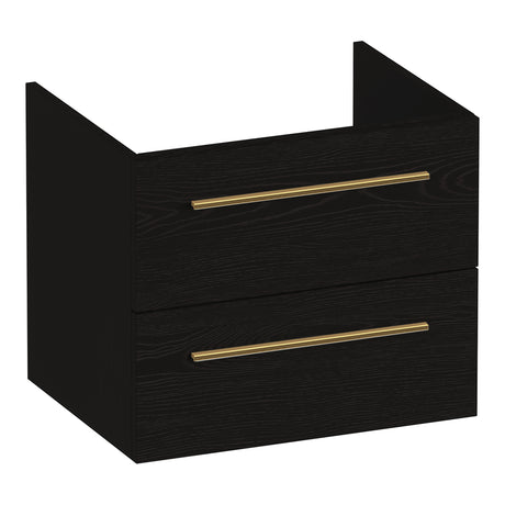 BRAUER Trust onderkast 60 excl. opbouwgrepen met 2 softclose lades en 1 sifon uitsparing Timber Black OK-TR60TB
