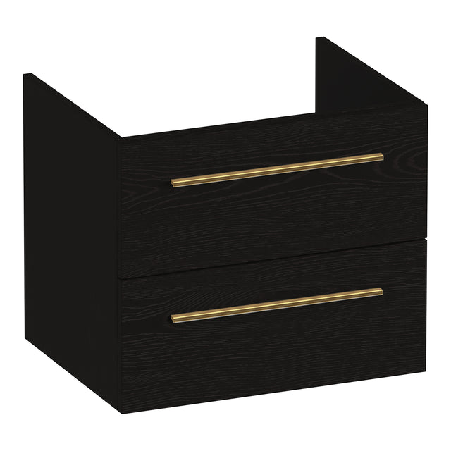 BRAUER Trust onderkast 60 excl. opbouwgrepen met 2 softclose lades en 1 sifon uitsparing Timber Black OK-TR60TB