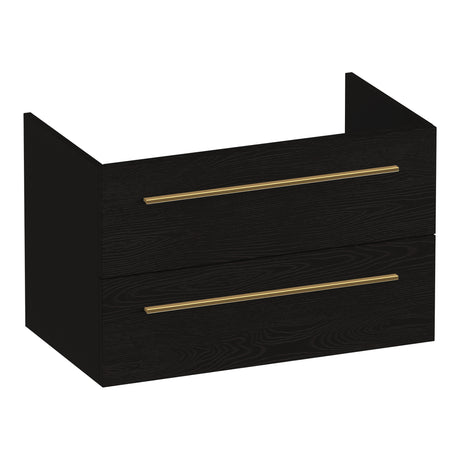 BRAUER Trust onderkast 80 excl. opbouwgrepen met 2 softclose lades en 1 sifon uitsparing Timber Black OK-TR80TB