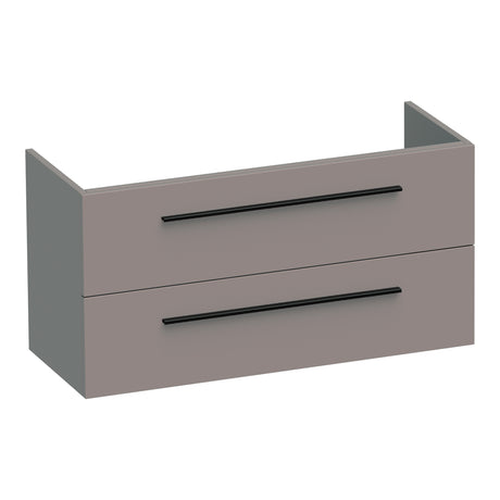 BRAUER Trust onderkast ondiep 100 excl. opbouwgrepen met 2 softclose lades en 1 sifon uitsparing mat taupe OK-TRO100MT