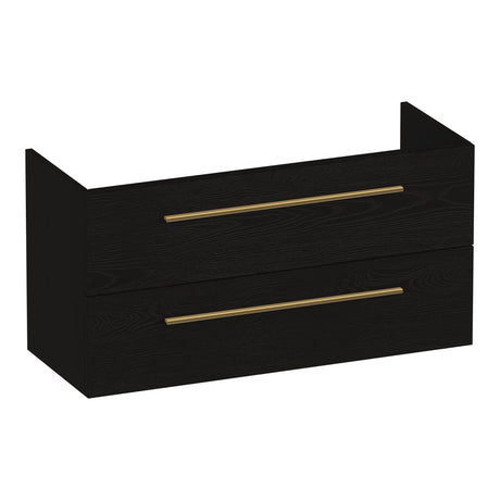 BRAUER Trust onderkast ondiep 100 excl. opbouwgrepen met 2 softclose lades en 1 sifon uitsparing Timber Black OK-TRO100TB
