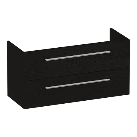 BRAUER Trust onderkast ondiep 100 excl. opbouwgrepen met 2 softclose lades en 1 sifon uitsparing Timber Black OK-TRO100TB
