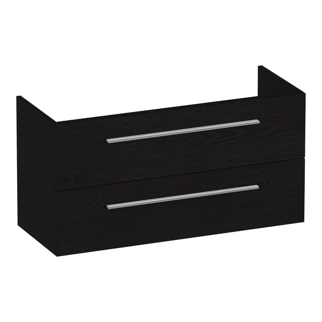 BRAUER Trust onderkast ondiep 100 excl. opbouwgrepen met 2 softclose lades en 1 sifon uitsparing Timber Black OK-TRO100TB