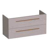 BRAUER Trust onderkast ondiep 100 excl. opbouwgrepen met 2 softclose lades en 1 sifon uitsparing Timber Greige OK-TRO100TE