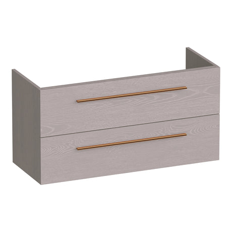 BRAUER Trust onderkast ondiep 100 excl. opbouwgrepen met 2 softclose lades en 1 sifon uitsparing Timber Greige OK-TRO100TE