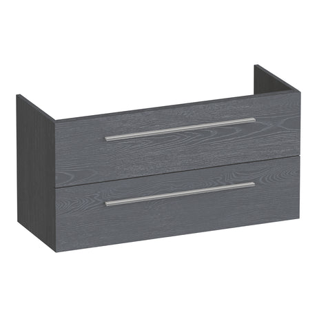 BRAUER Trust onderkast ondiep 100 excl. opbouwgrepen met 2 softclose lades en 1 sifon uitsparing Timber Grey OK-TRO100TG
