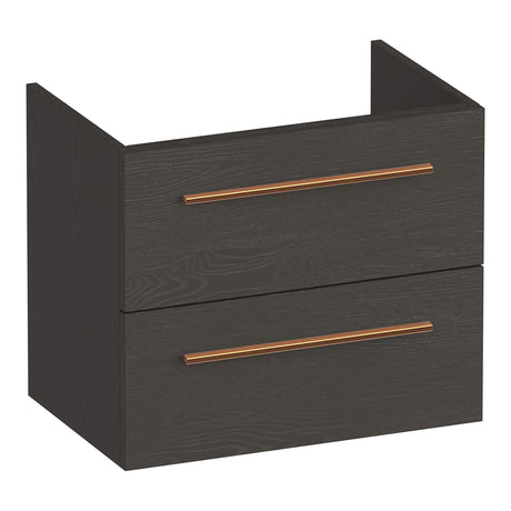 BRAUER Trust onderkast ondiep 60 excl. opbouwgrepen met 2 softclose lades en 1 sifon uitsparing Timber Anthracite OK-TRO60TA