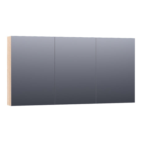 BRAUER Impress spiegelkast 140 zonder verlichting met 3 dubbelzijdige spiegeldeuren lamellen eiken wit SK-IM140LEW