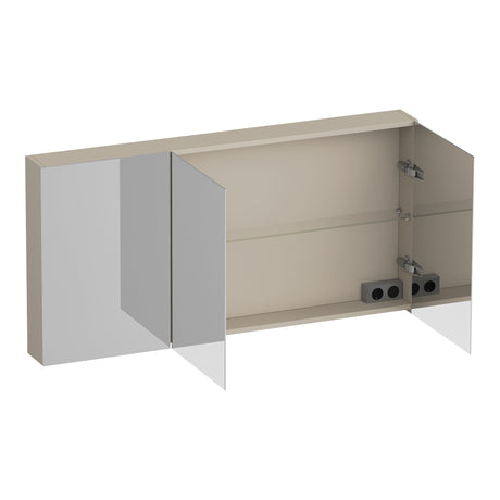 BRAUER Impress spiegelkast 140 zonder verlichting met 3 dubbelzijdige spiegeldeuren mat beige SK-IM140MB