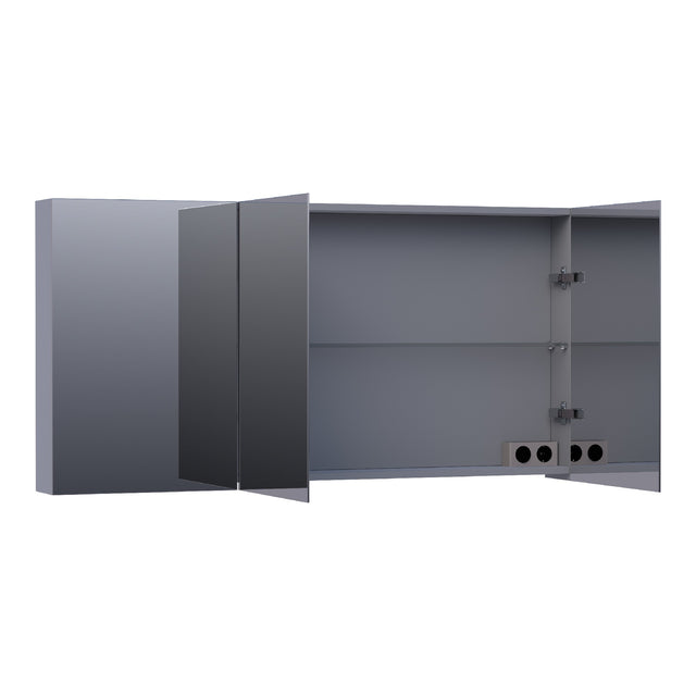 BRAUER Impress spiegelkast 140 zonder verlichting met 3 dubbelzijdige spiegeldeuren mat grijs SK-IM140MG