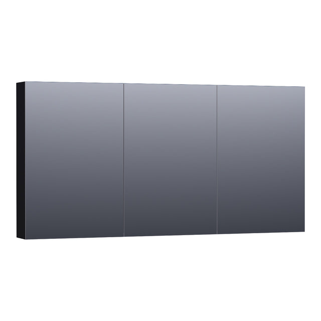 BRAUER Impress spiegelkast 140 zonder verlichting met 3 dubbelzijdige spiegeldeuren mat zwart SK-IM140MZ