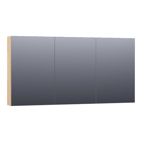 BRAUER Impress spiegelkast 140 zonder verlichting met 3 dubbelzijdige spiegeldeuren vingerlas eiken grijs SK-IM140VEG
