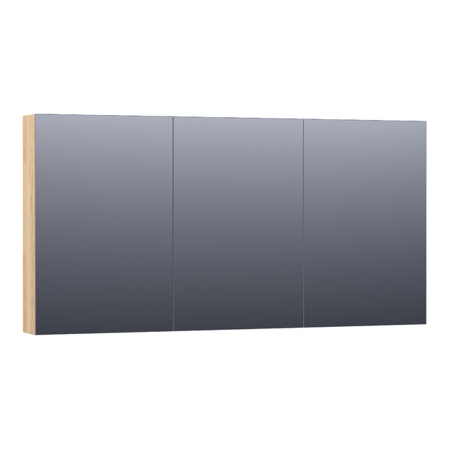 BRAUER Impress spiegelkast 140 zonder verlichting met 3 dubbelzijdige spiegeldeuren vingerlas eiken grijs SK-IM140VEG
