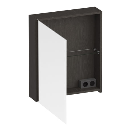 BRAUER Impress spiegelkast 60 zonder verlichting met 1 linksdraaiende dubbelzijdige spiegeldeur Timber Anthracite SK-IM60LTA