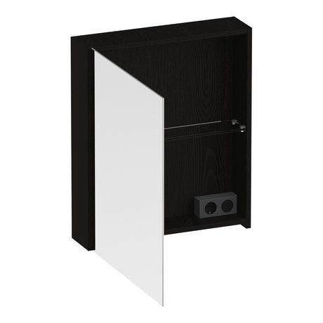 BRAUER Impress spiegelkast 60 zonder verlichting met 1 linksdraaiende dubbelzijdige spiegeldeur Timber Black SK-IM60LTB