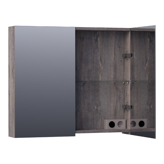 BRAUER Impress spiegelkast 80 zonder verlichting met 2 dubbelzijdige spiegeldeuren Driftwood SK-IM80DR