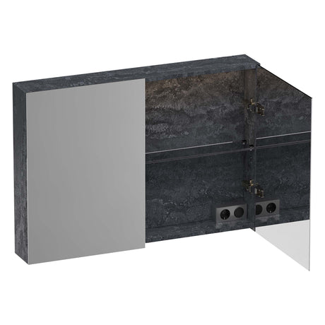 BRAUER Impress Deluxe spiegelkast 100 met interne en externe verlichting 2 dubbelzijdige spiegeldeuren Damascus SK-IMD100DA