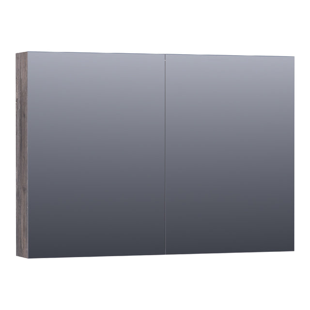 BRAUER Impress Deluxe spiegelkast 100 met interne en externe verlichting 2 dubbelzijdige spiegeldeuren Driftwood SK-IMD100DR