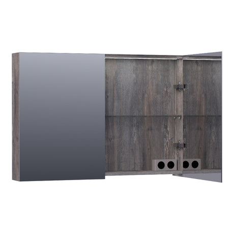 BRAUER Impress Deluxe spiegelkast 100 met interne en externe verlichting 2 dubbelzijdige spiegeldeuren Driftwood SK-IMD100DR
