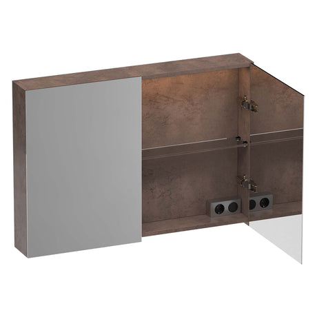 BRAUER Impress Deluxe spiegelkast 100 met interne en externe verlichting 2 dubbelzijdige spiegeldeuren Erosion SK-IMD100ER