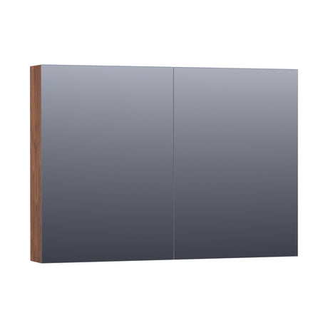 BRAUER Impress Deluxe spiegelkast 100 met interne en externe verlichting 2 dubbelzijdige spiegeldeuren Forest Cacao SK-IMD100FC