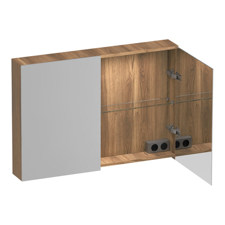 BRAUER Impress Deluxe spiegelkast 100 met interne en externe verlichting 2 dubbelzijdige spiegeldeuren Honey SK-IMD100HO