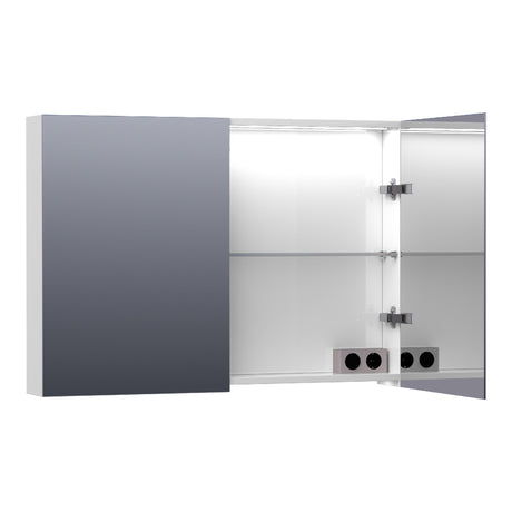 BRAUER Impress Deluxe spiegelkast 100 met interne en externe verlichting 2 dubbelzijdige spiegeldeuren hoogglans wit SK-IMD100HW