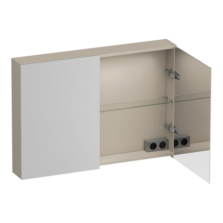 BRAUER Impress Deluxe spiegelkast 100 met interne en externe verlichting 2 dubbelzijdige spiegeldeuren mat beige SK-IMD100MB