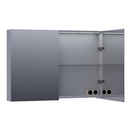 BRAUER Impress Deluxe spiegelkast 100 met interne en externe verlichting 2 dubbelzijdige spiegeldeuren mat grijs SK-IMD100MG