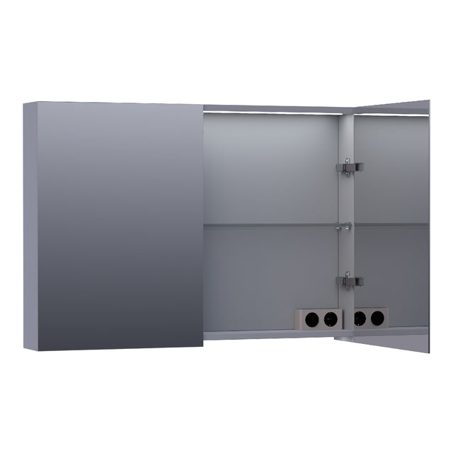 BRAUER Impress Deluxe spiegelkast 100 met interne en externe verlichting 2 dubbelzijdige spiegeldeuren mat grijs SK-IMD100MG