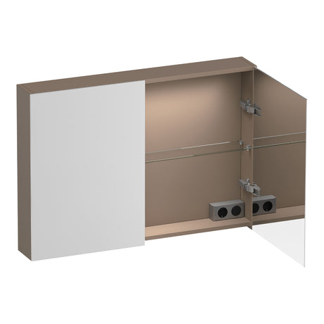 BRAUER Impress Deluxe spiegelkast 100 met interne en externe verlichting 2 dubbelzijdige spiegeldeuren mat mokka SK-IMD100MM