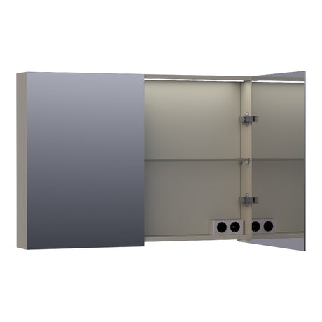 BRAUER Impress Deluxe spiegelkast 100 met interne en externe verlichting 2 dubbelzijdige spiegeldeuren mat taupe SK-IMD100MT