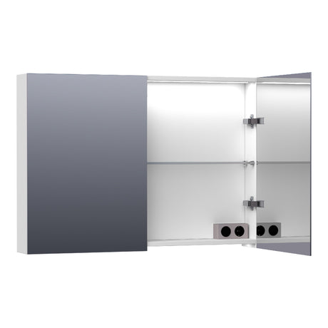 BRAUER Impress Deluxe spiegelkast 100 met interne en externe verlichting 2 dubbelzijdige spiegeldeuren mat wit SK-IMD100MW