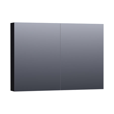 BRAUER Impress Deluxe spiegelkast 100 met interne en externe verlichting 2 dubbelzijdige spiegeldeuren mat zwart SK-IMD100MZ