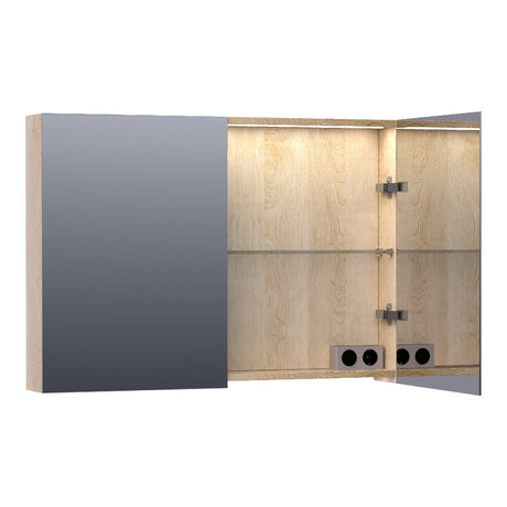 BRAUER Impress Deluxe spiegelkast 100 met interne en externe verlichting 2 dubbelzijdige spiegeldeuren Sunlit SK-IMD100SL