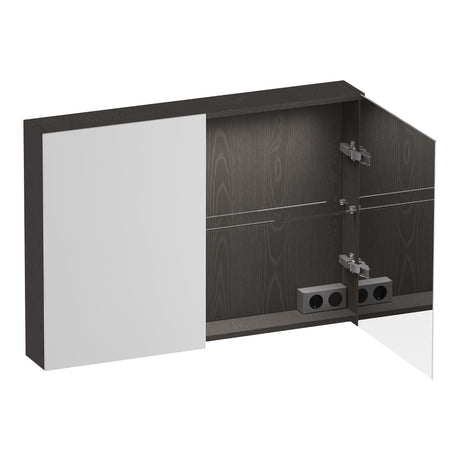 BRAUER Impress Deluxe spiegelkast 100 met interne en externe verlichting 2 dubbelzijdige spiegeldeuren Timber Anthracite SK-IMD100TA