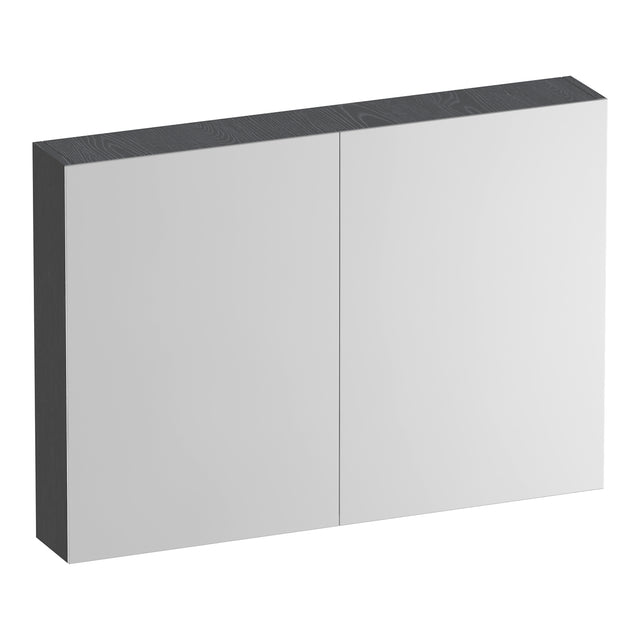 BRAUER Impress Deluxe spiegelkast 100 met interne en externe verlichting 2 dubbelzijdige spiegeldeuren Timber Grey SK-IMD100TG
