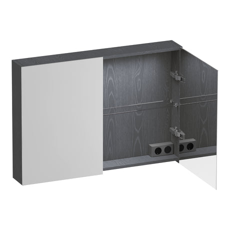 BRAUER Impress Deluxe spiegelkast 100 met interne en externe verlichting 2 dubbelzijdige spiegeldeuren Timber Grey SK-IMD100TG