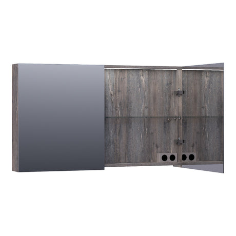 BRAUER Impress Deluxe spiegelkast 120 met interne en externe verlichting 2 dubbelzijdige spiegeldeuren Driftwood SK-IMD120DR