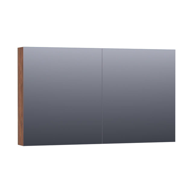 BRAUER Impress Deluxe spiegelkast 120 met interne en externe verlichting 2 dubbelzijdige spiegeldeuren Forest Cacao SK-IMD120FC