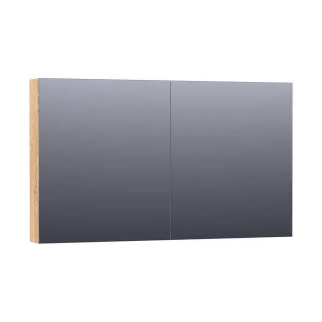 BRAUER Impress Deluxe spiegelkast 120 met interne en externe verlichting 2 dubbelzijdige spiegeldeuren Forest Tan SK-IMD120FT