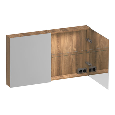 BRAUER Impress Deluxe spiegelkast 120 met interne en externe verlichting 2 dubbelzijdige spiegeldeuren Honey SK-IMD120HO