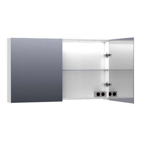 BRAUER Impress Deluxe spiegelkast 120 met interne en externe verlichting 2 dubbelzijdige spiegeldeuren hoogglans wit SK-IMD120HW
