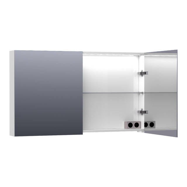 BRAUER Impress Deluxe spiegelkast 120 met interne en externe verlichting 2 dubbelzijdige spiegeldeuren hoogglans wit SK-IMD120HW