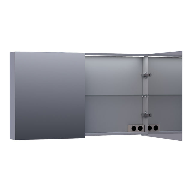 BRAUER Impress Deluxe spiegelkast 120 met interne en externe verlichting 2 dubbelzijdige spiegeldeuren mat grijs SK-IMD120MG