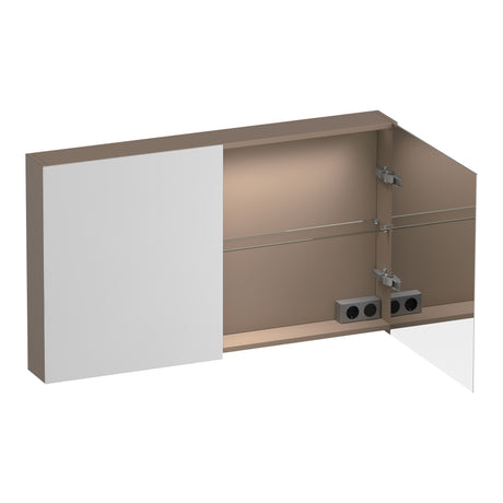 BRAUER Impress Deluxe spiegelkast 120 met interne en externe verlichting 2 dubbelzijdige spiegeldeuren mat mokka SK-IMD120MM