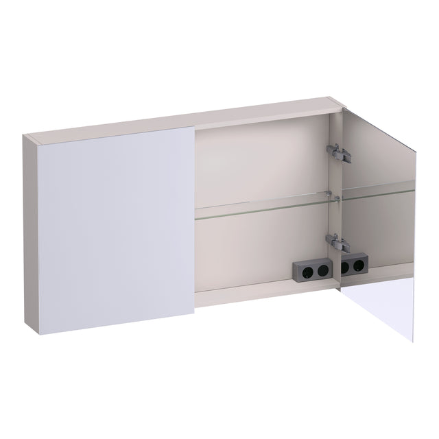 BRAUER Impress Deluxe spiegelkast 120 met interne en externe verlichting 2 dubbelzijdige spiegeldeuren mat zand SK-IMD120MS