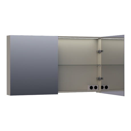 BRAUER Impress Deluxe spiegelkast 120 met interne en externe verlichting 2 dubbelzijdige spiegeldeuren mat taupe SK-IMD120MT