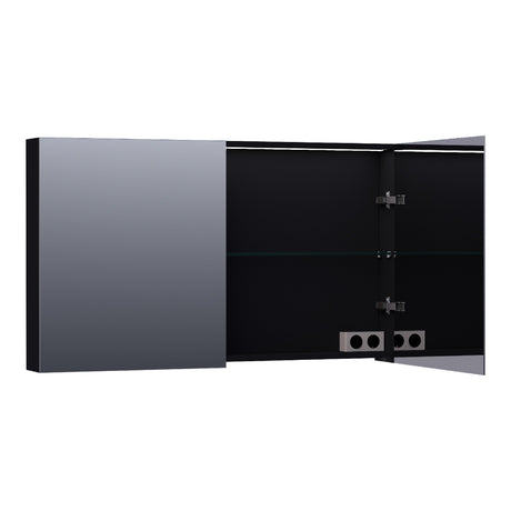 BRAUER Impress Deluxe spiegelkast 120 met interne en externe verlichting 2 dubbelzijdige spiegeldeuren mat zwart SK-IMD120MZ